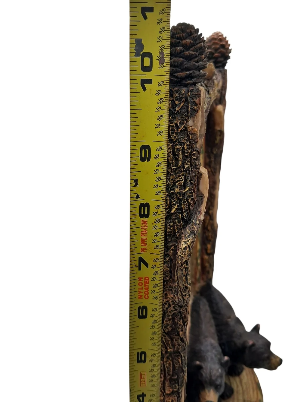 ​Rustic Black Bear Picture Frame 4x6 Resin Bark Pinecone Cabin Lodge Decor